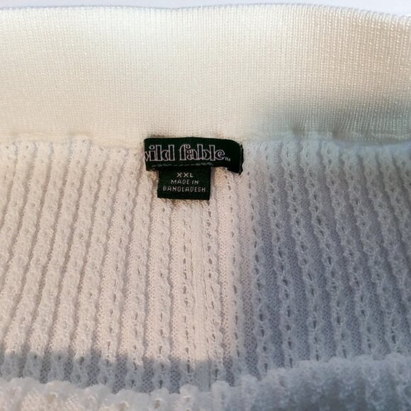 Wide-Leg Ribbed Knit Ivory Lounge Pants Siz XXL With Drawstring Waist Wild Fable - Picture 7 of 7